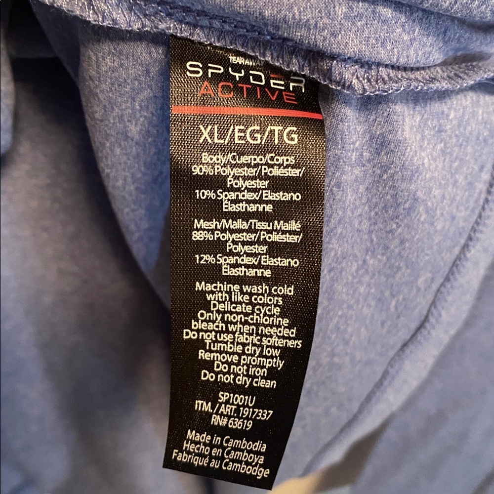 Spyder Active Heather Blue Long Sleeve Top…size XL - Picture 5 of 5